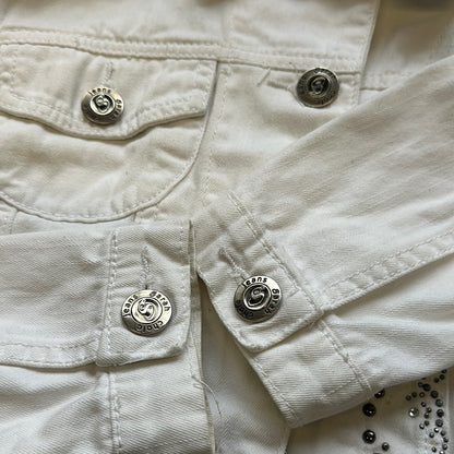 white cropped denim jacket