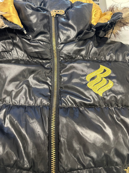 vintage black rocawear faux fur puffer