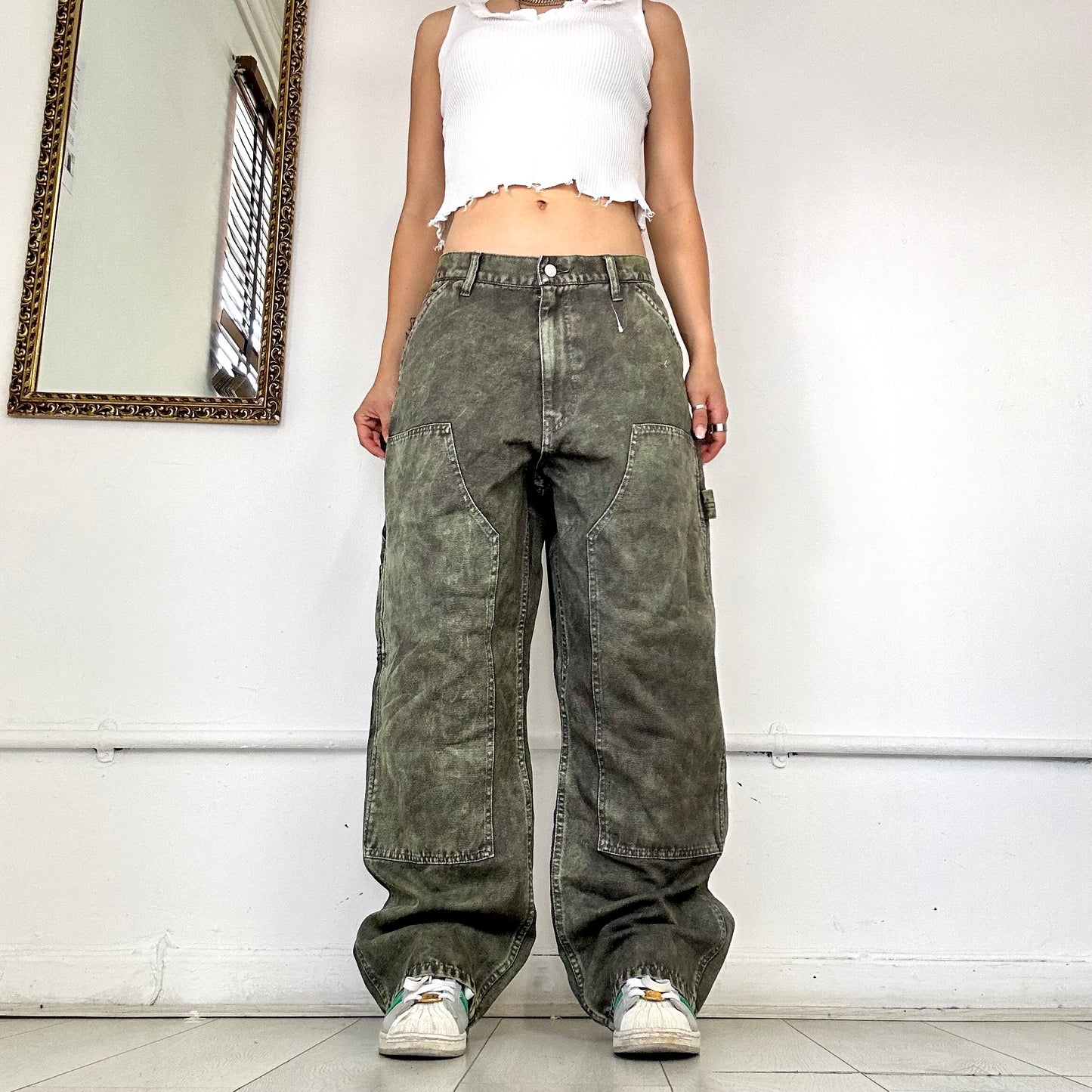 2000's khaki cargo denim jeans