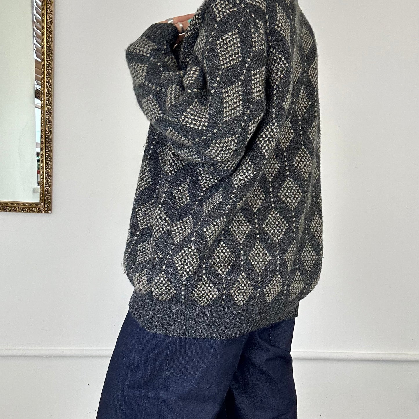 vintage geometric knitted jumper