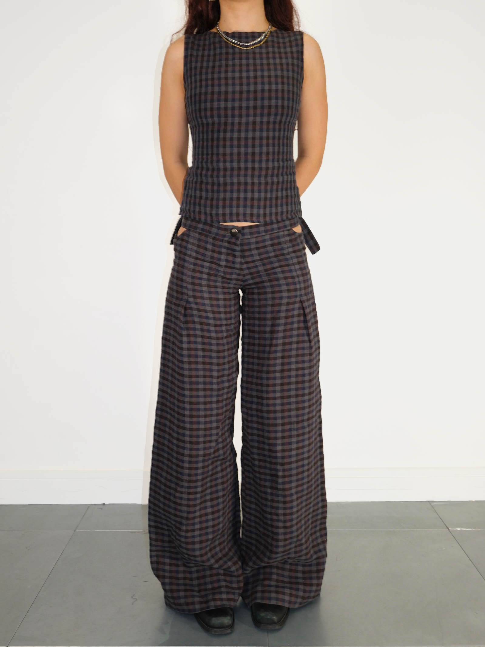 vivienne trouser - gingham linen
