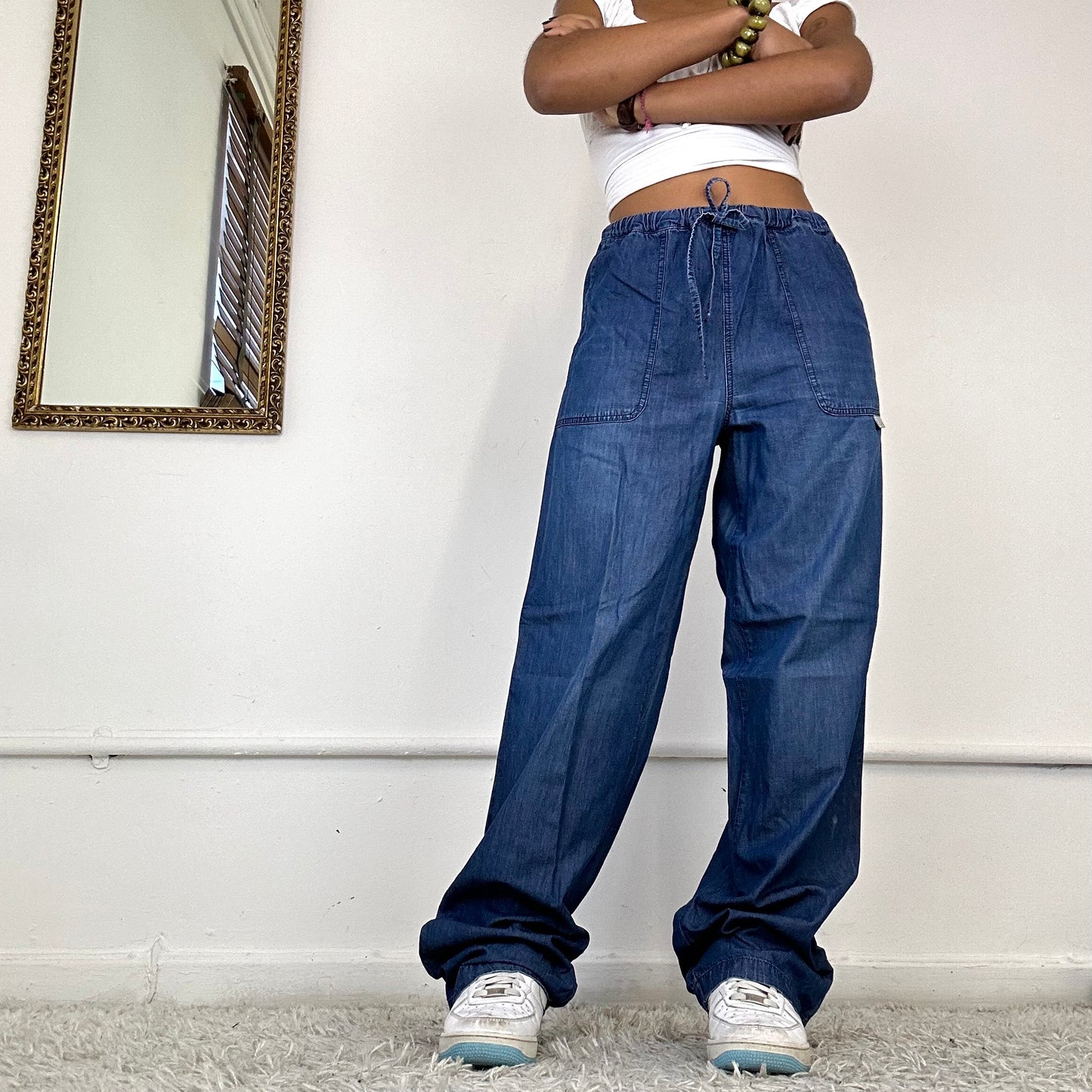 baggy wide leg denim cargos