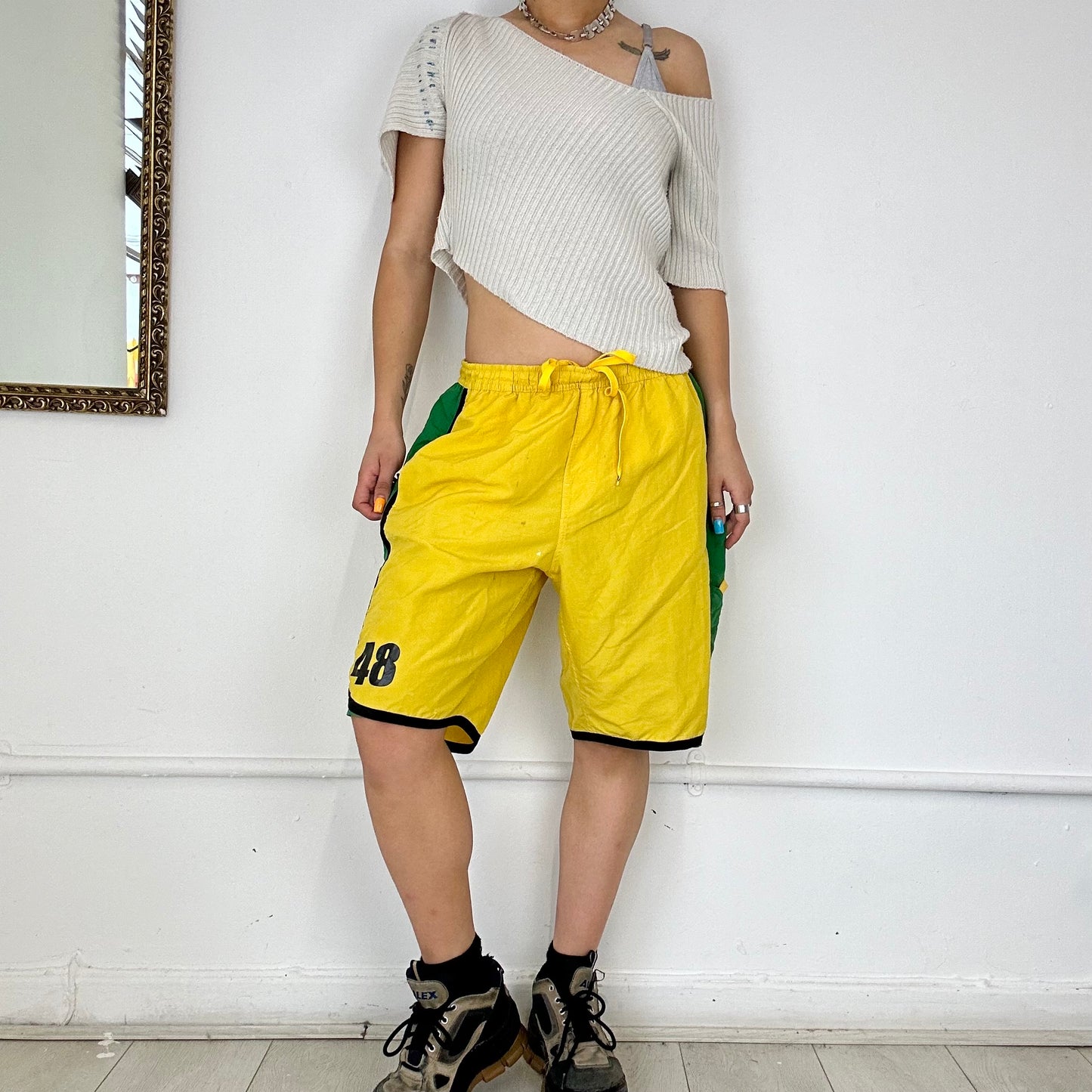 vintage yellow puma track shorts