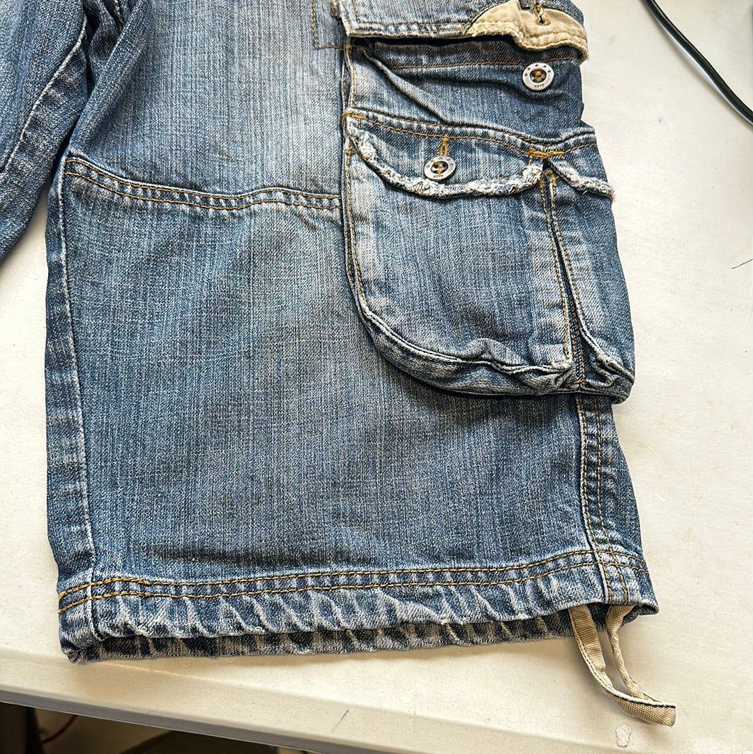 long denim cargo shorts