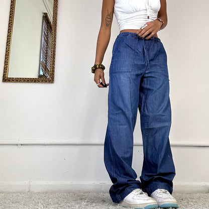 baggy wide leg denim cargos