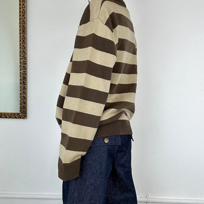 Lacoste brown striped knit jumper