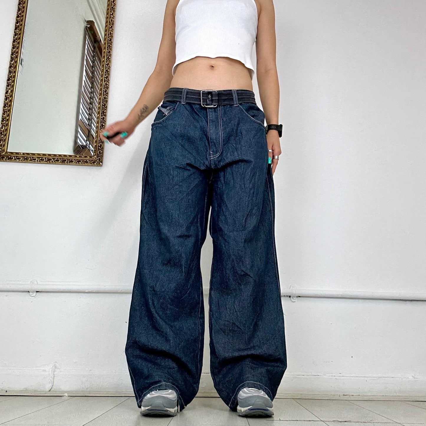 baggy dark wash jeans