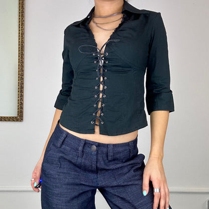 italian lace up blouse