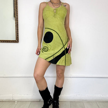 abstract lime Green mini dress