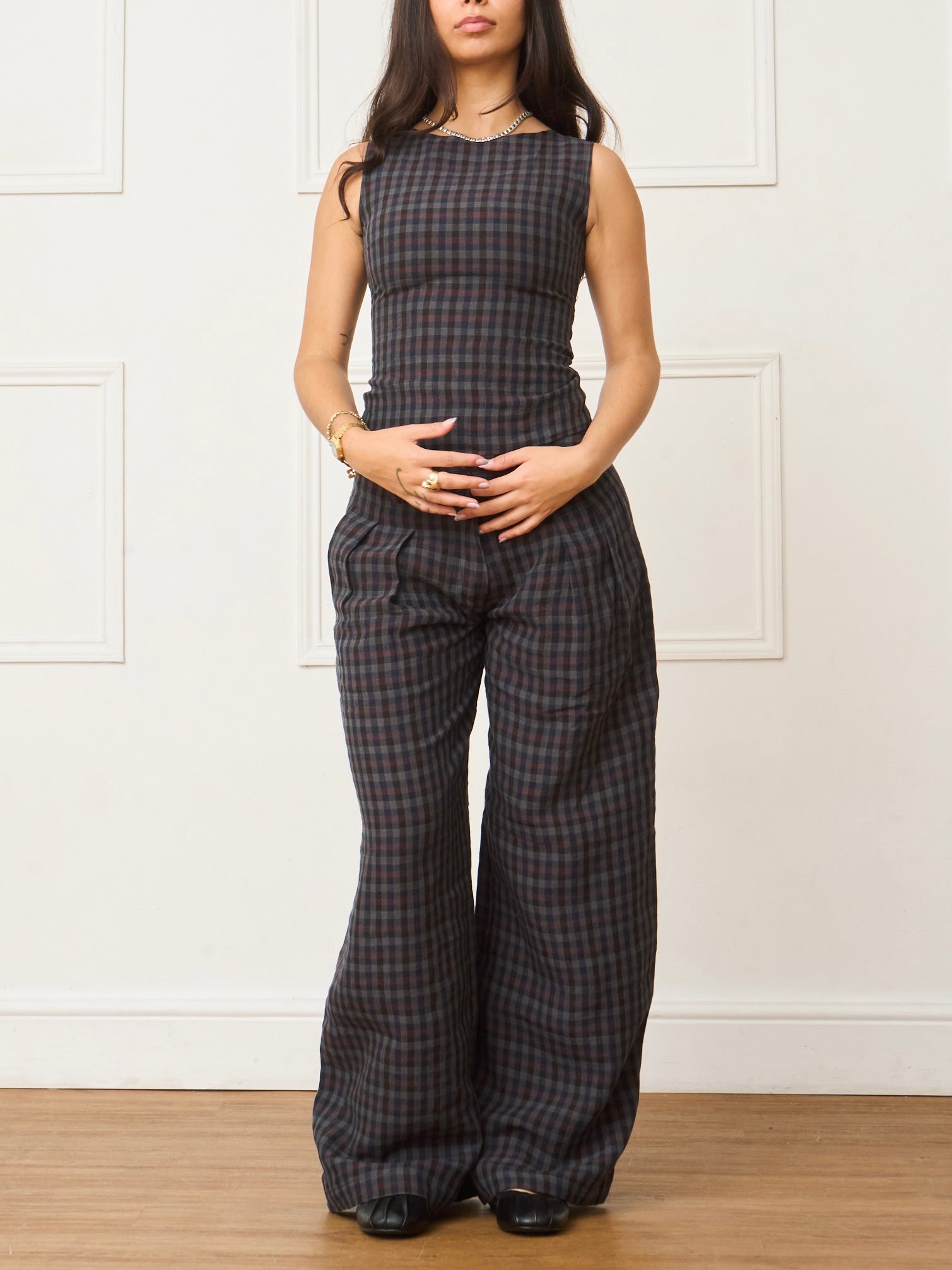 charlie top - gingham linen