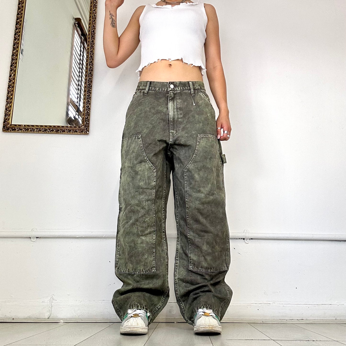 2000's khaki cargo denim jeans