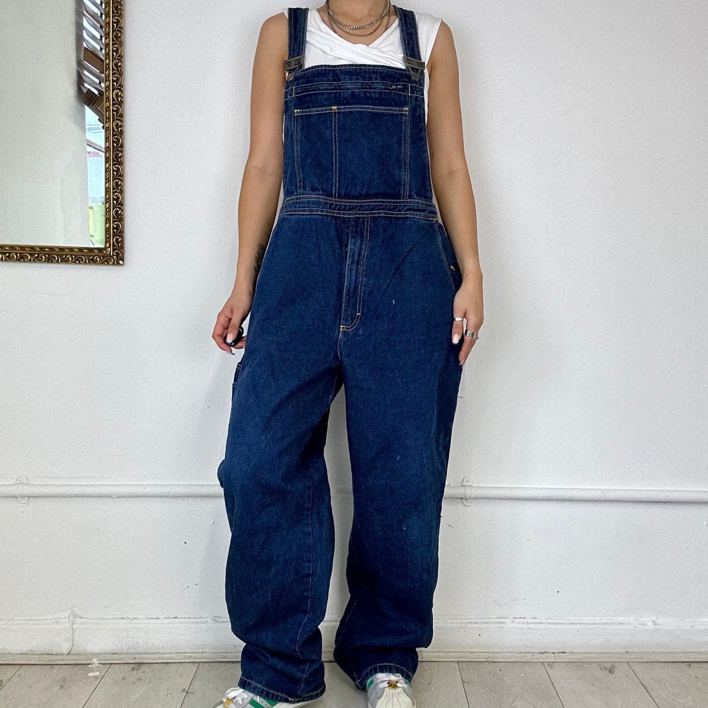 vintage baggy dark wash denim dungarees