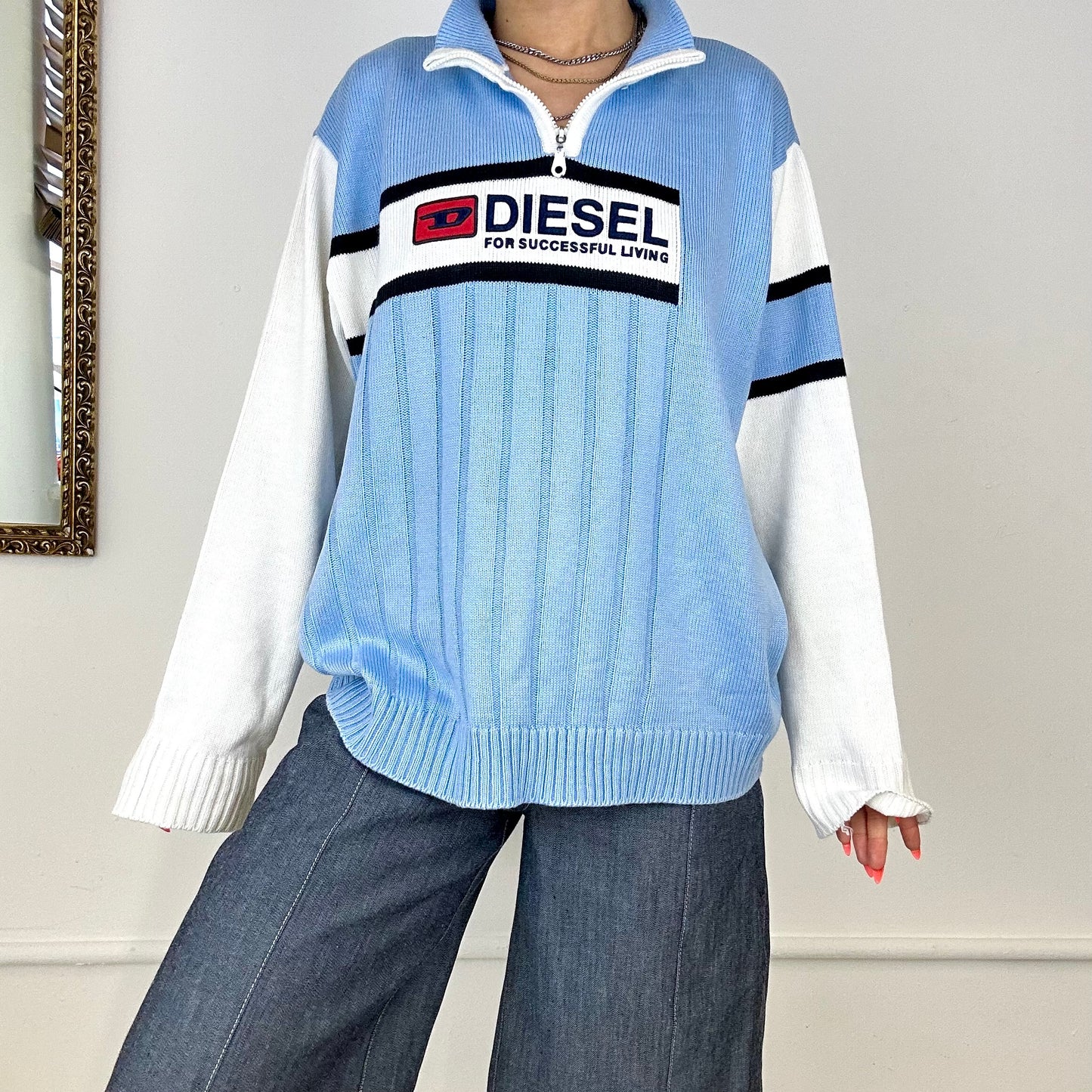 light blue diesel knitted jumper