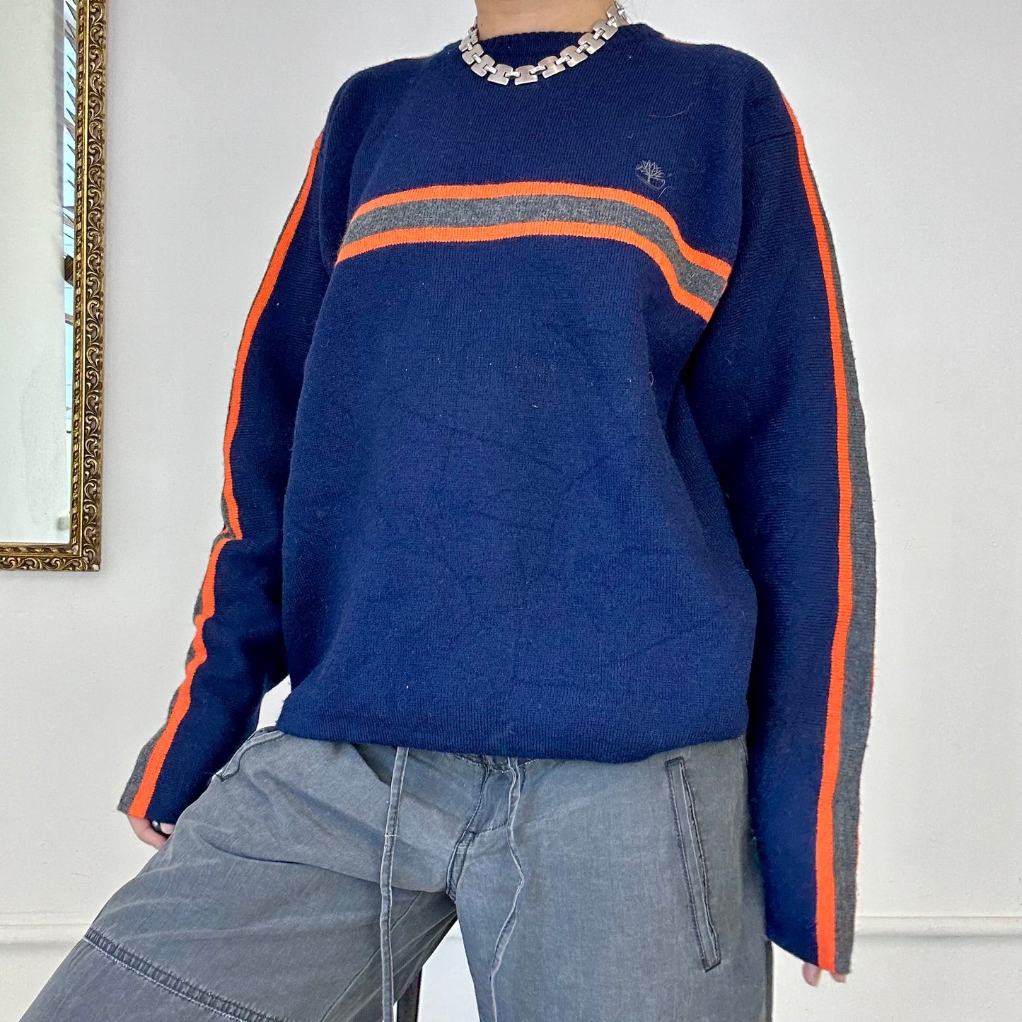 vintage navy timberland knitted jumper