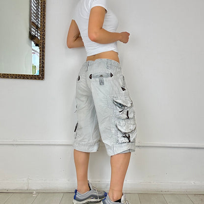 off white long cargo shorts by freesoul