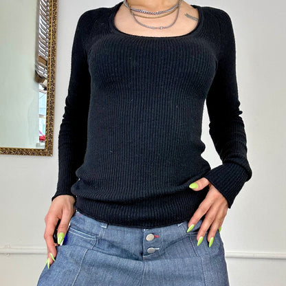 calvin klein knitted black long sleeve top