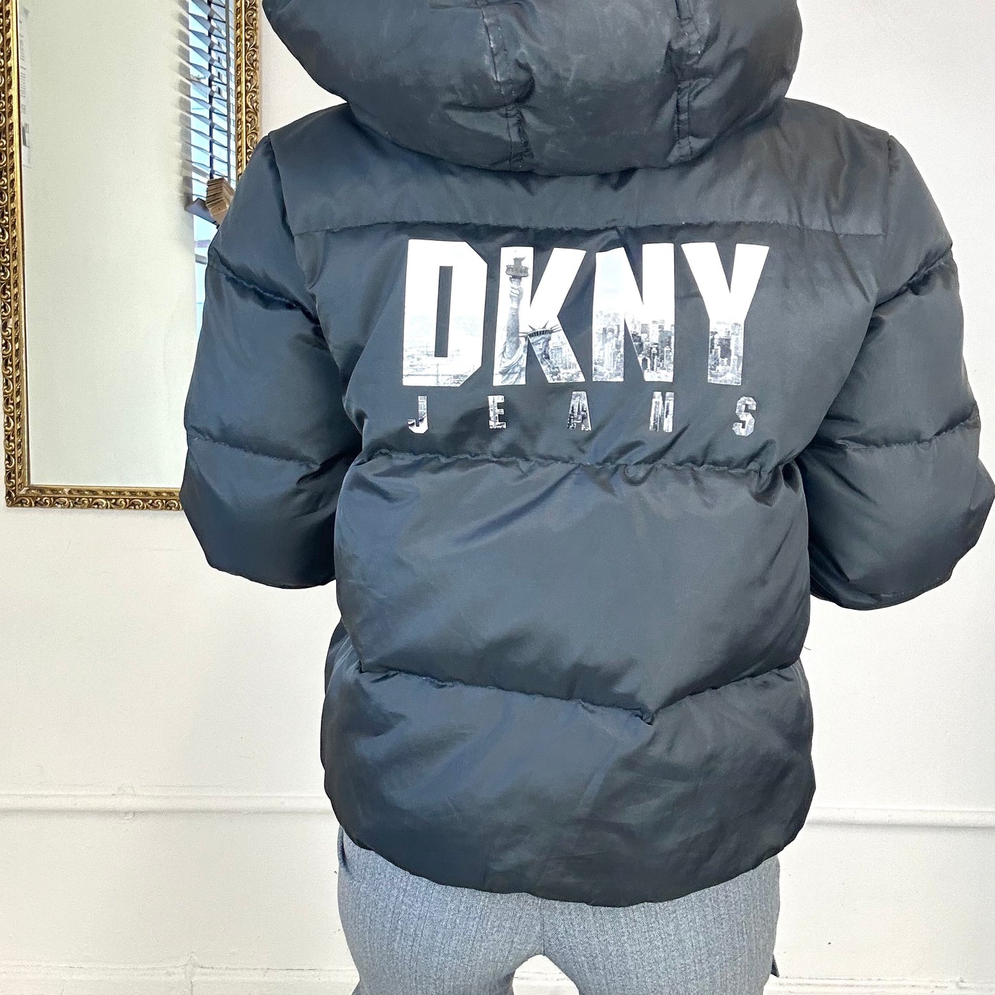 00's DKNY black puffer coat