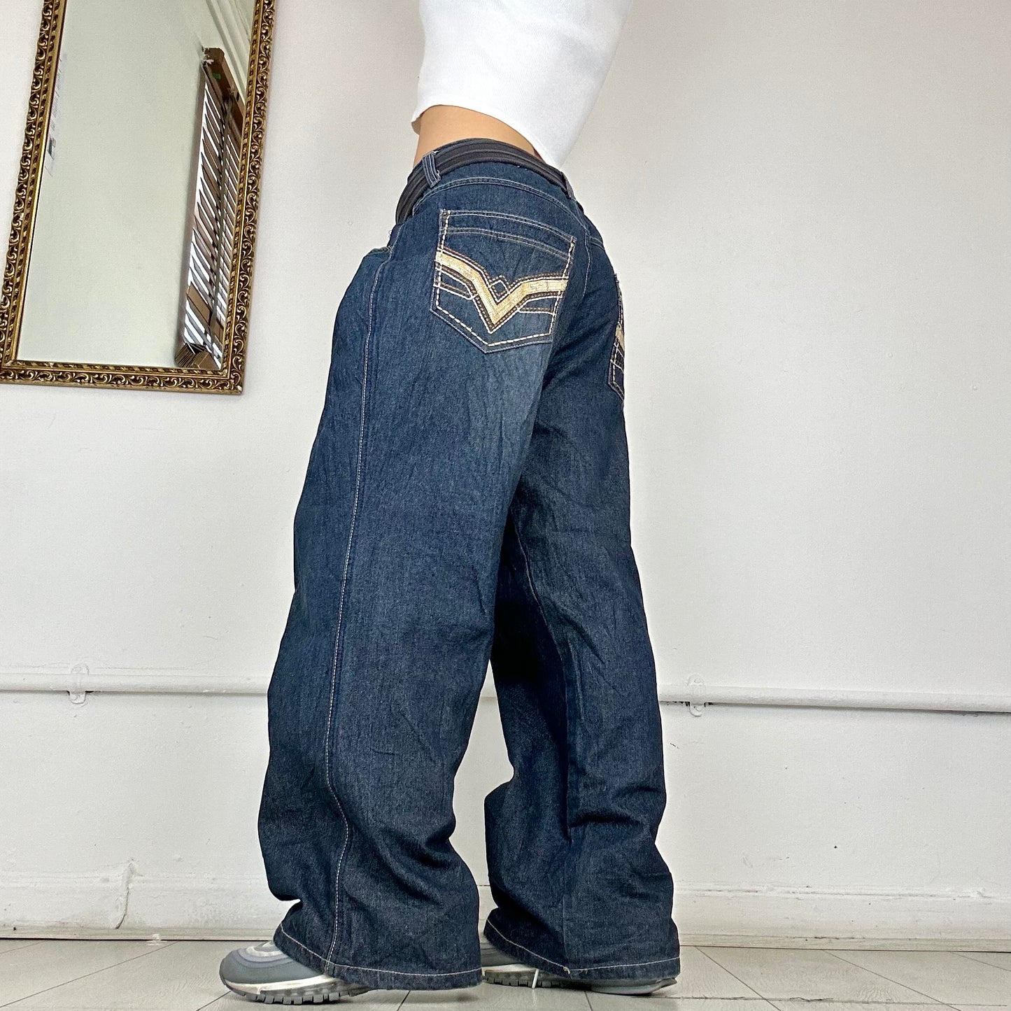 baggy dark wash jeans