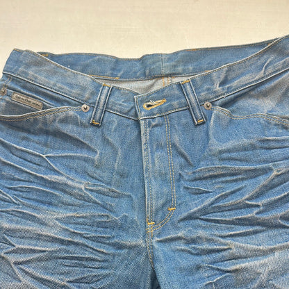 calvin klein mid wash flared jeans