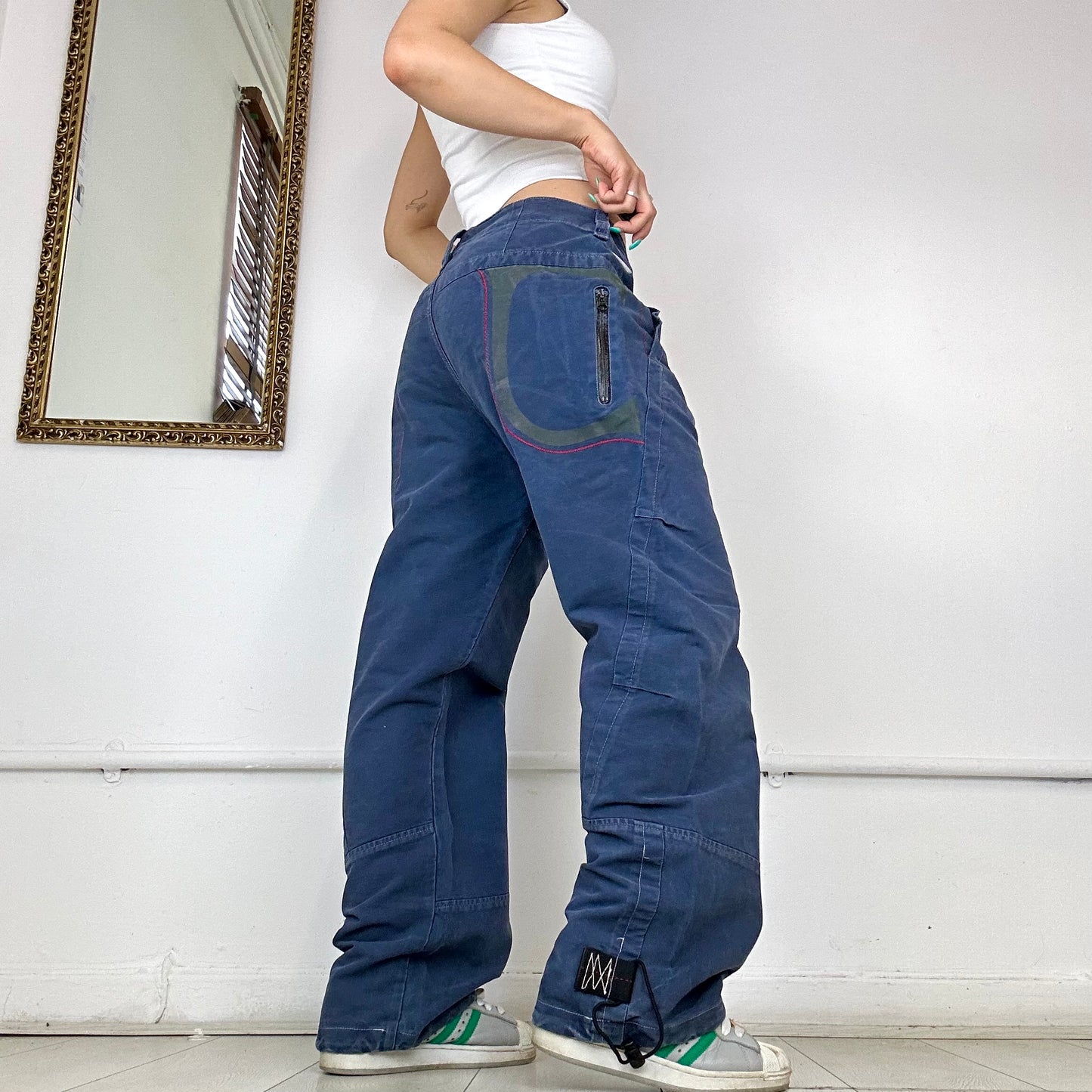 navy baggy cargo trousers