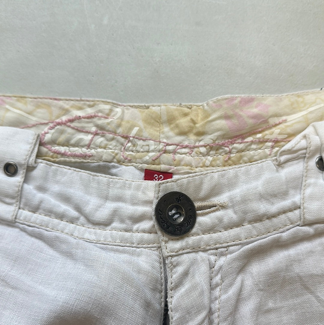 Esprit white linen cargo trousers