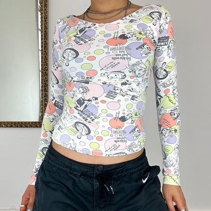 00's graphic comic print top