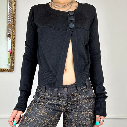 asymmetric black cardigan