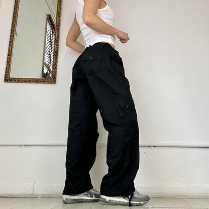 black baggy cargo trousers