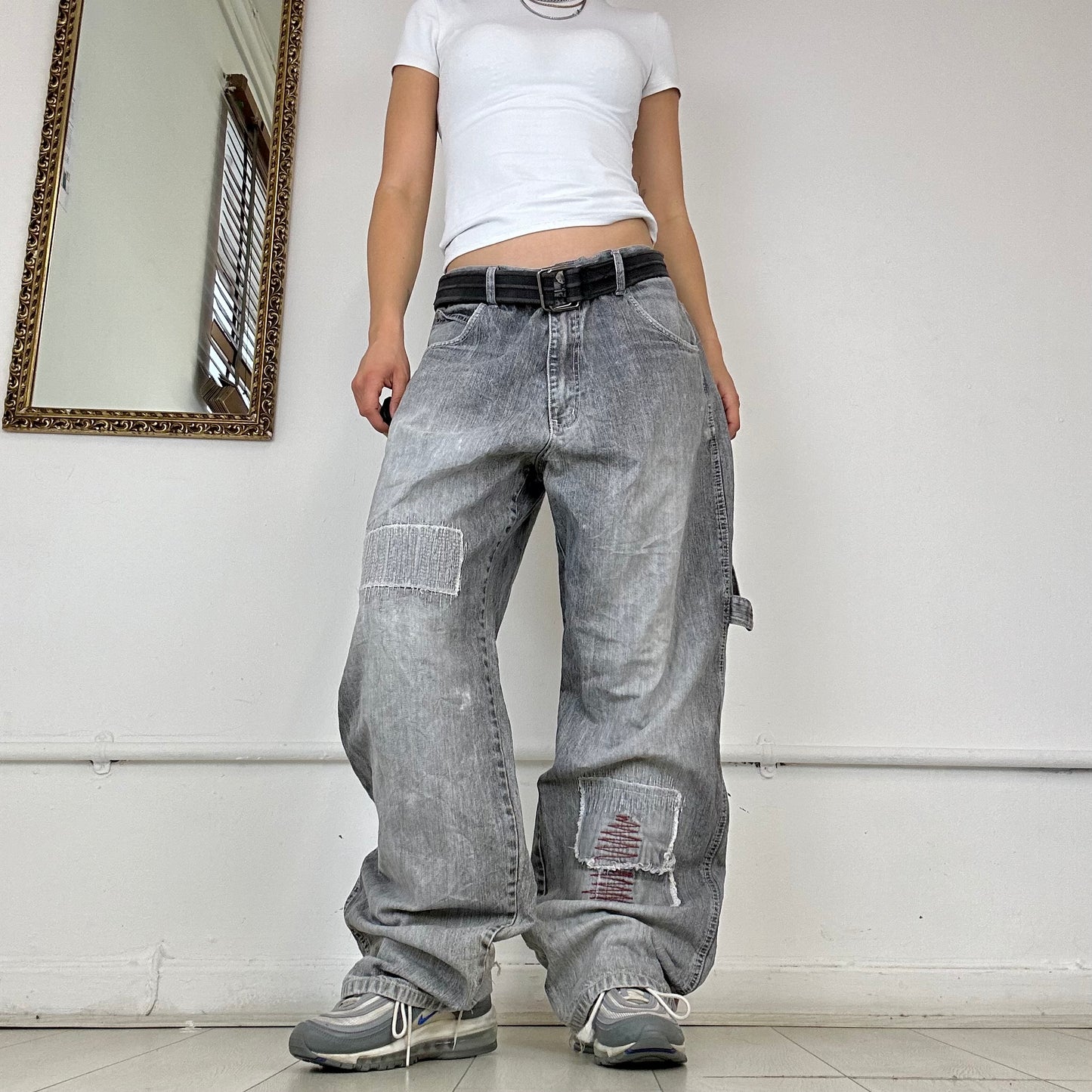 90’s washed grey baggy jeans