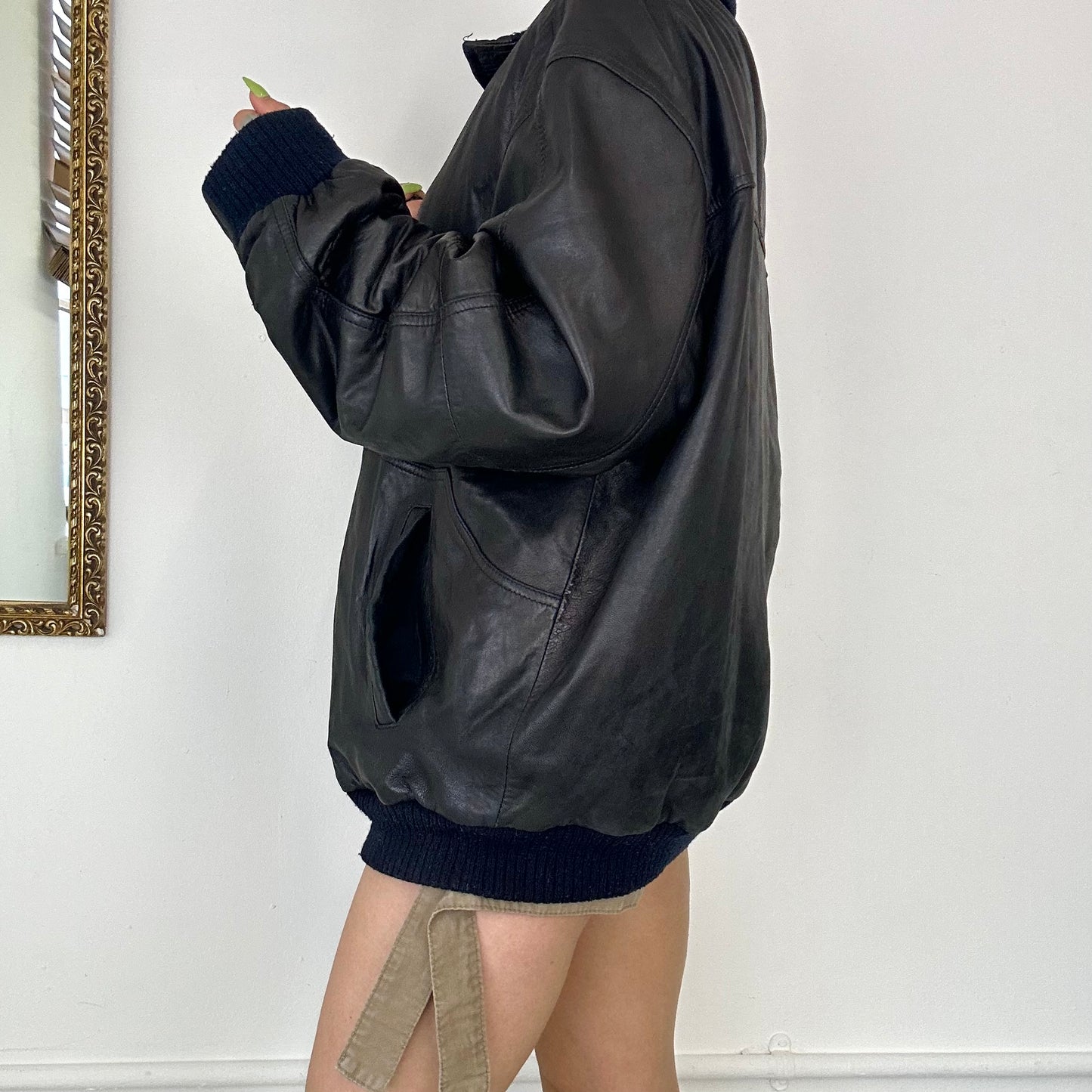 vintage leather bomber jacket