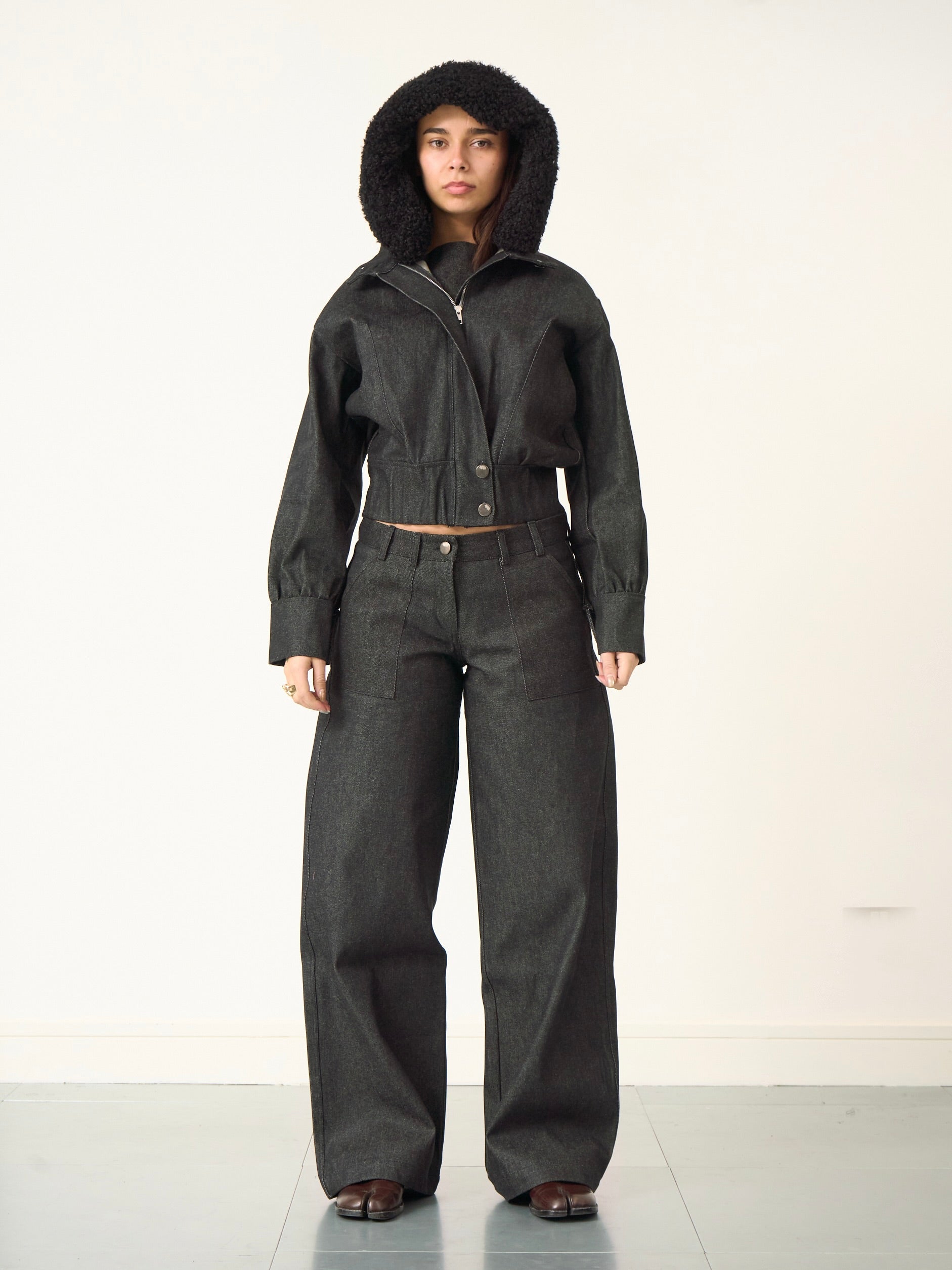 slouch jacket - dark grey denim