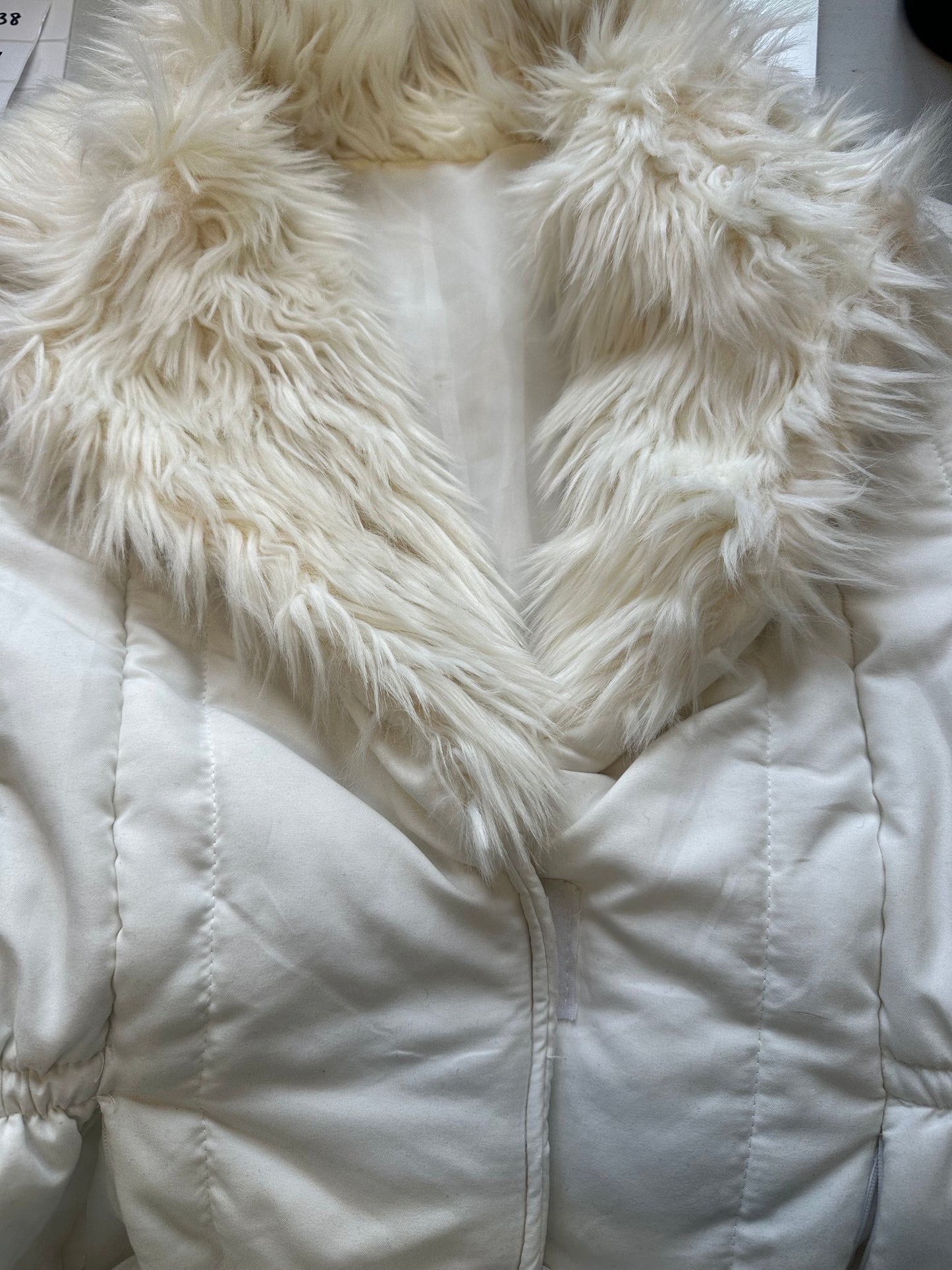 2000's white fur puffer coat