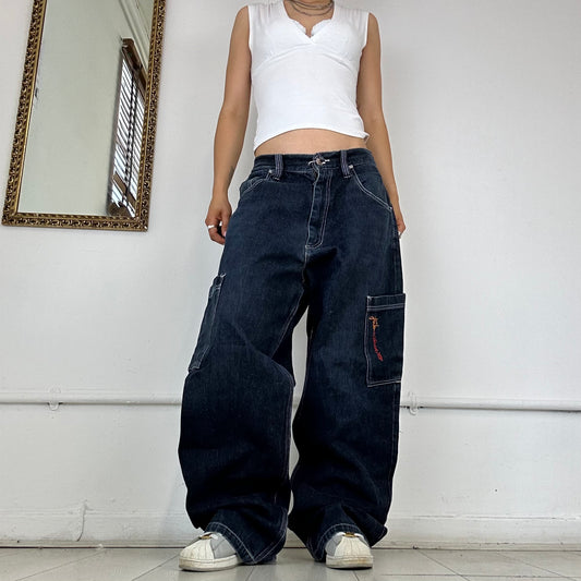 90's Fubu dark wash cargo jeans