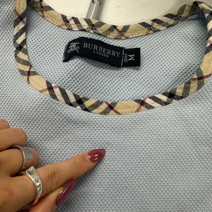 burberry london textured baby blue tee