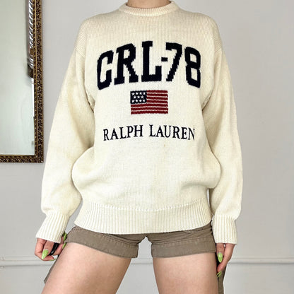 vintage cream ralph lauren knit jumper