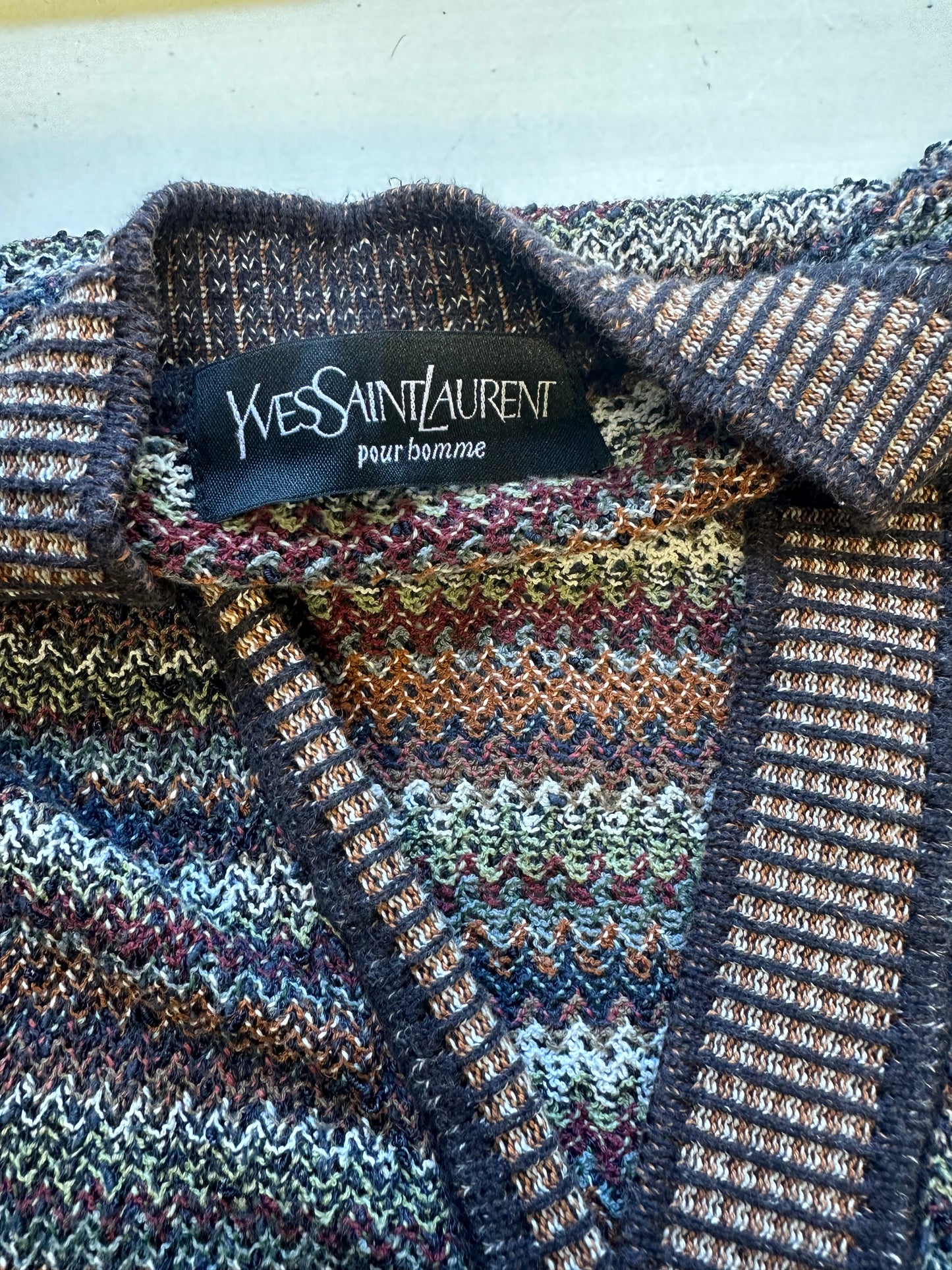 vintage striped knitted yves saint laurent button up cardigan