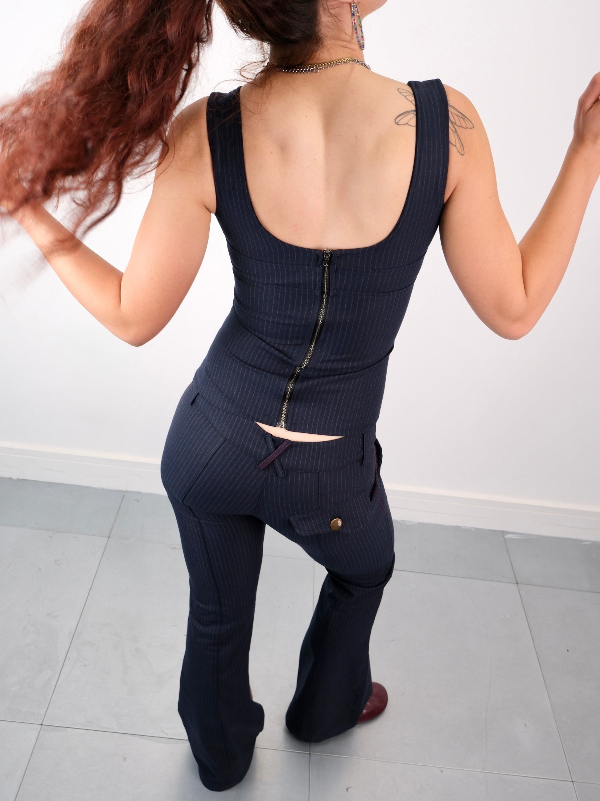 ellis top - navy pinstripe