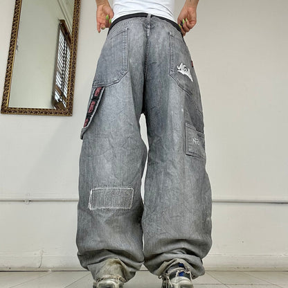 90’s washed grey baggy jeans