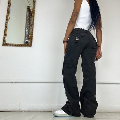 wide leg black cargo jeans