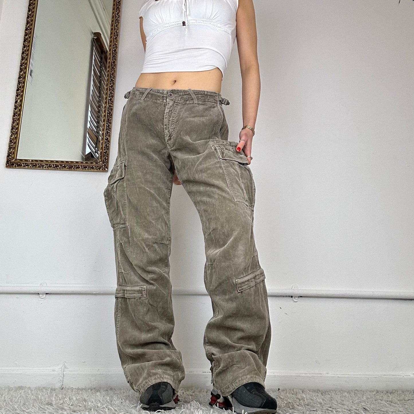 corduroy baggy cargo trousers