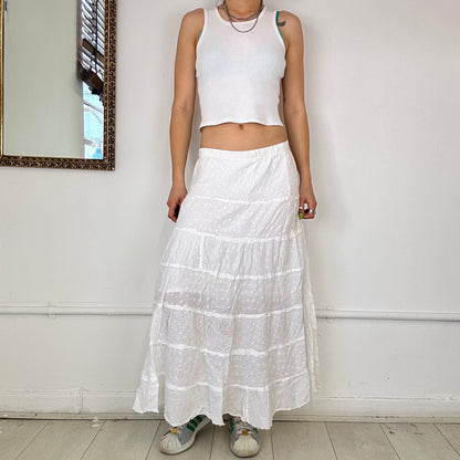 00’s white tiered maxi skirt