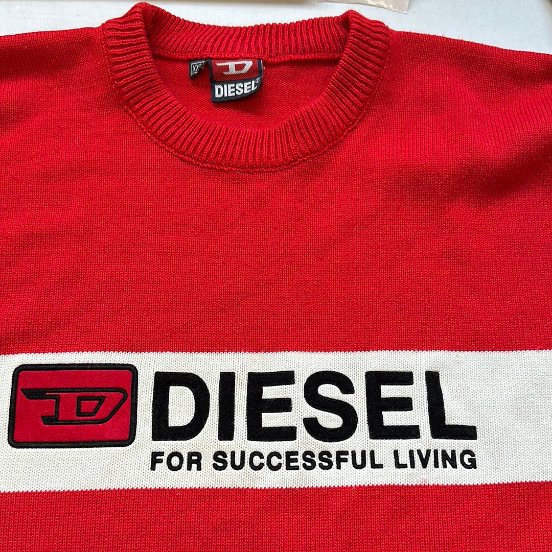 diesel red knitted jumper