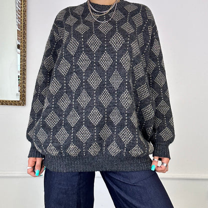 vintage geometric knitted jumper