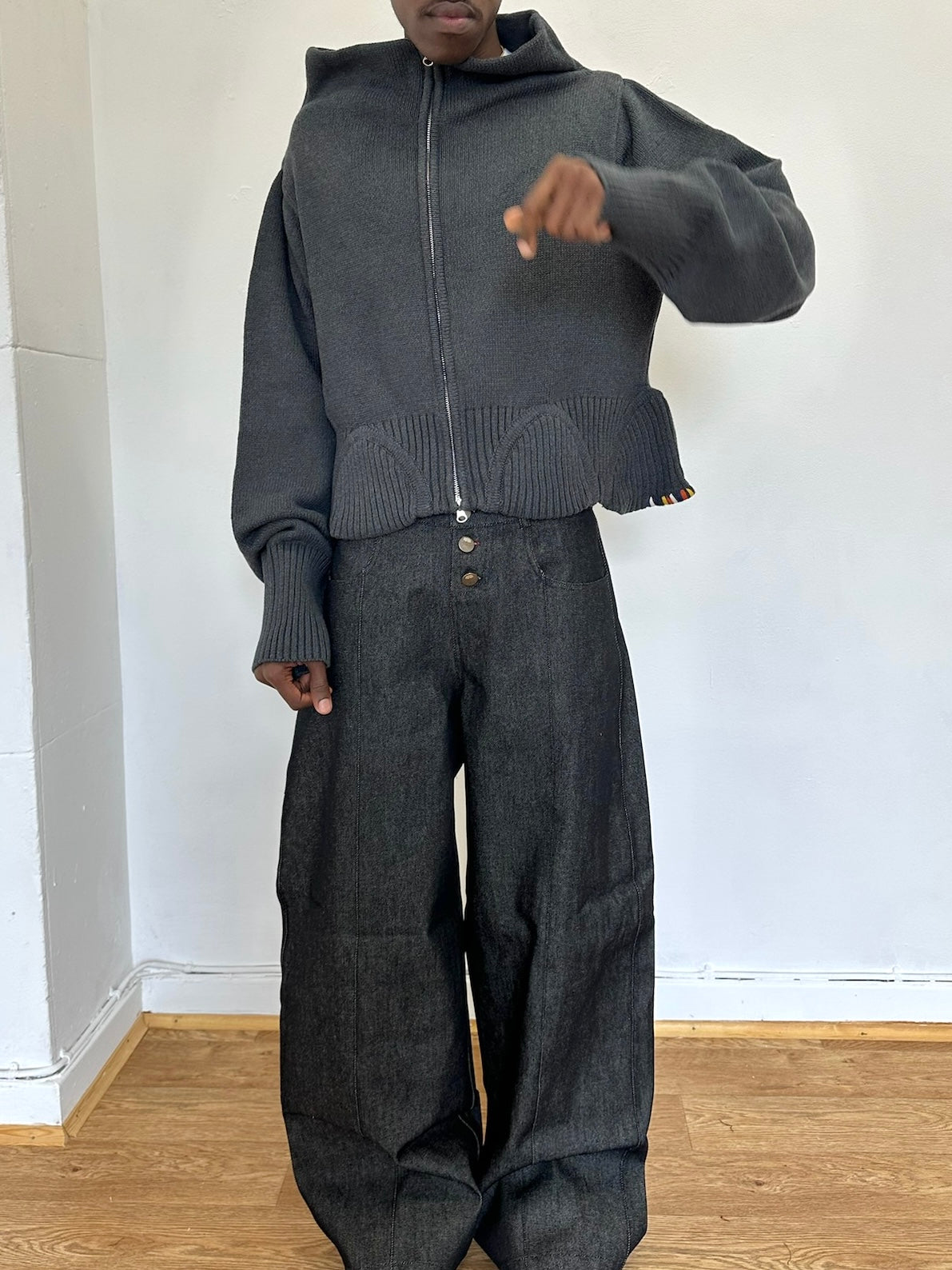 rowan peplum jumper  - grey knit