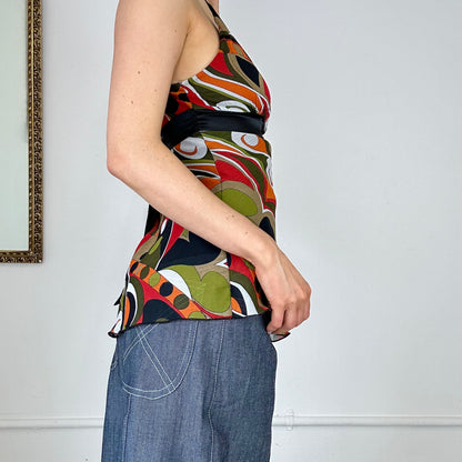 colourful 60's patterned tank top