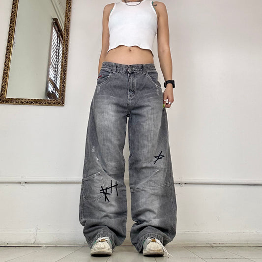 90's grey baggy washed jeans