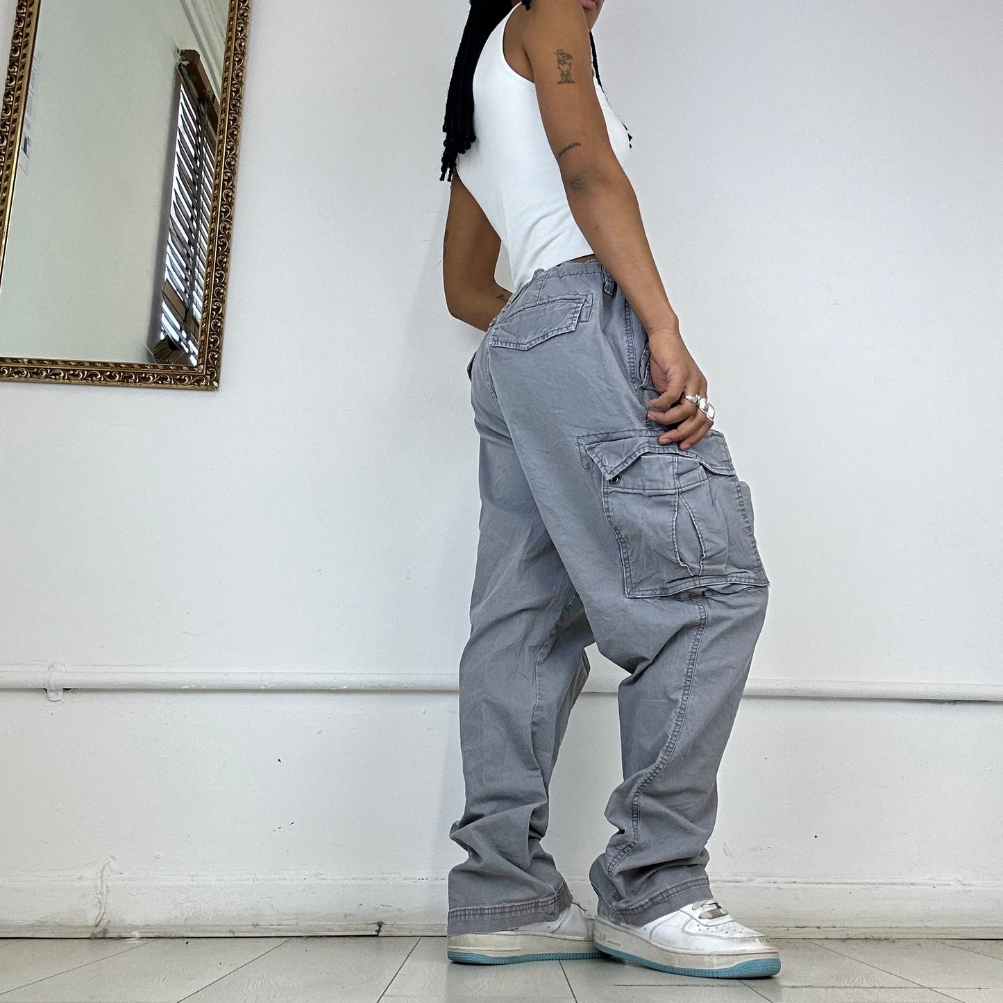 grey vintage cargo trousers