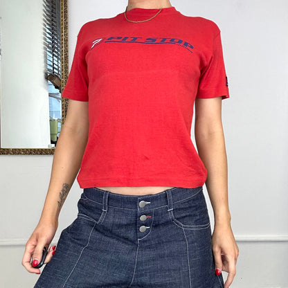 2000's short sleeve red top by pit stop