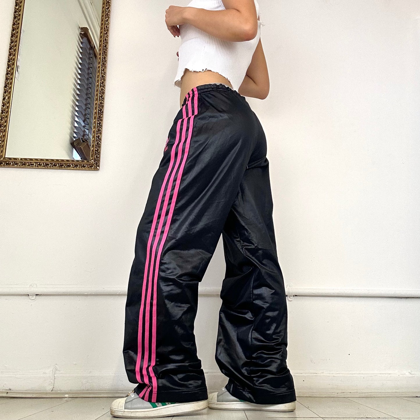 00’s adidas pink and black joggers