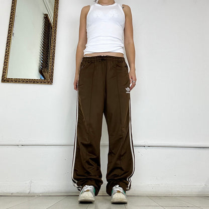 90's adidas brown three stripe joggers